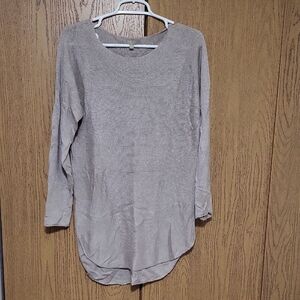 JOAN VASS Women's Beige Long Sleeve Blouse Pullover Thin Sweater Size Large